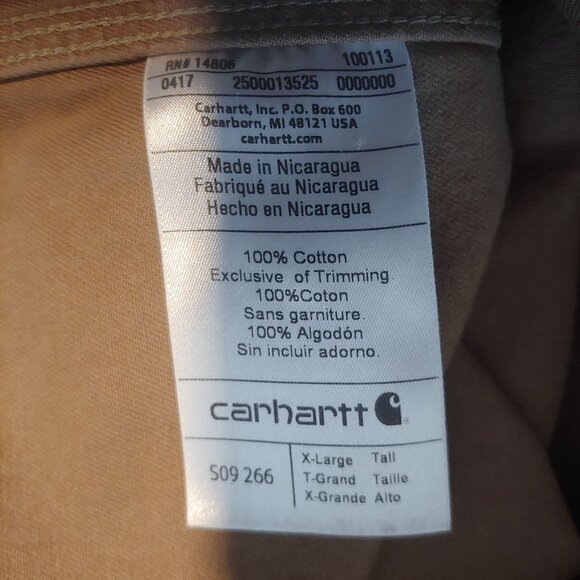 Carhartt Button Up Shirt Mens XL Rugged Flex Original Fit Tan Khaki Pocket - Picture 11 of 12